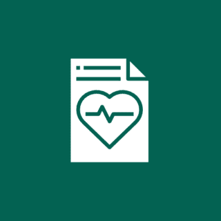 Document with heart and heartbeat icon.